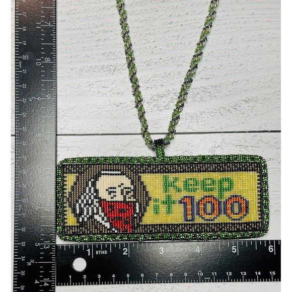Keep It 100 Beaded Pendant Necklace Statement Native Amercan Made Medallion - Picture 8 of 11